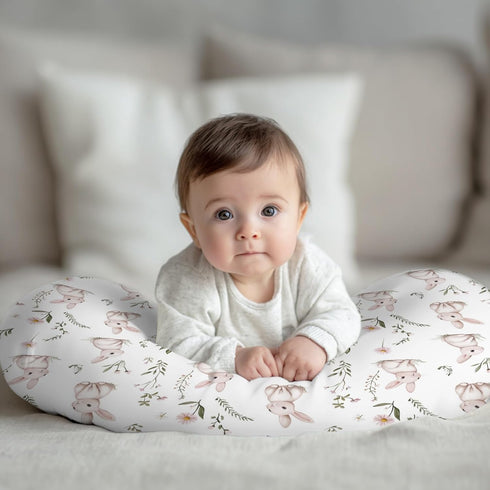Wicbfdfv Cute Bunny Daisy Floral Nursing Pillow Cover Ultra-Soft Comfortable for Baby Girls Boys Rabbits Wildflowers