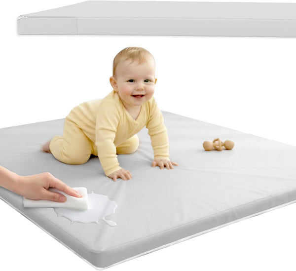 Sleepah Vegan Leather Baby Play Mat, 50x50 Thicken Foam Cushioned & Waterproof