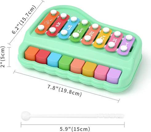 2 1 1-3 8 in Baby Piano Xylophone for Toddlers Years Old, Multicolored Key Keyboard Baby Xylophone Piano, Preschool