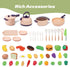 51-Piece Playset CUTE STONE Mini Play Kitchen Accessories for Kids, Pretend Cooking with Pots, Pans, Utensils, Cutting