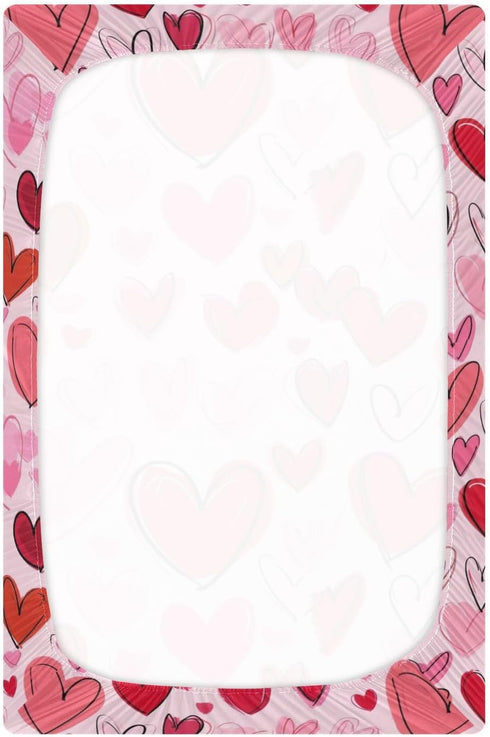 Caikeny 27 39 Fitted Crib Sheet for Boys Girls Pink Red Heart Baby Crib Sheets Bassinet Sheets Crib Mattress Bed Sheets