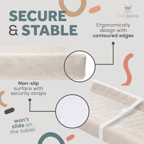 Contoured Baby Changing Pad Waterproof & Breathable Diaper Changing Pad | Removable Washable Cover, Non-Slip Base
