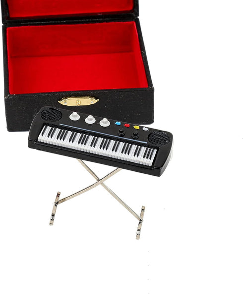 Miniature Electronic Organ with Case, Dollhouse Model Musical Instrument, Mini Electronic Keyboard Christmas Ornament