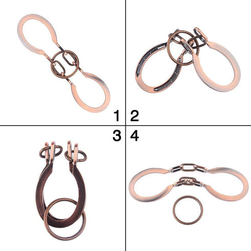 SHUYUE Classical Metal Horseshoe Puzzle Traditional Brain Teaser Puzzles Jigsaw Toy (Bronze, Normal)