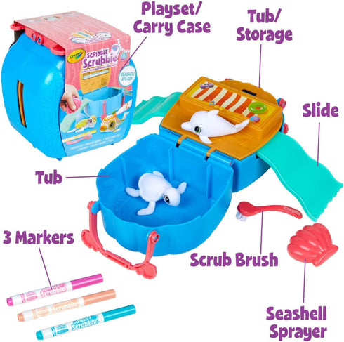 Crayola Scribble Scrubbie Pets - Ocean Animals Playset, Color & Wash Creative Toy for Kids Age 3-6