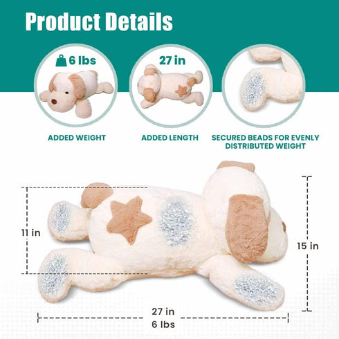 6 lbs Weighted Stuffed Animals - 27 inch Dog Weighted Plush for Adults and Kids