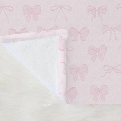 Selgkds 60x80inch Pastel Pink Bows Baby Blankets for Girls Preppy Girly Ribbons Swaddle Receiving Blanket Toddlers
