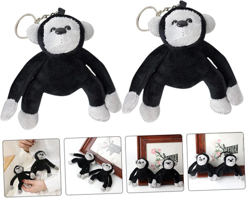 2pcs Plush Monkey Keychains, Stuffed Orangutan Gorilla Keyrings, Cute Animals for Backpacks, Monkey Stuffed Animal