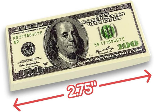 ArtCreativity 100 Dollar Bill Erasers - Set of 12 Big Rubber Erasers with Money Replica Design for Party Favors