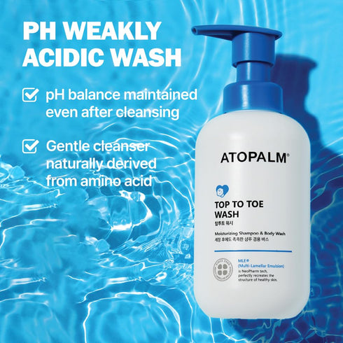 10.1 Oz, 300ml ATOPALM Top to Toe Baby Wash & Shampoo, Sulfate-Free, pH Balanced, Head to Toe Bath, Fl