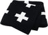 mimixong Baby Blankets Knitted Toddler Blankets Black and White with Cross Swiss