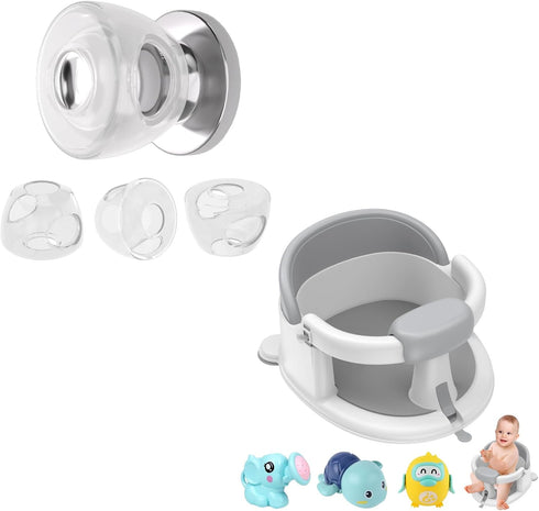 Inaya Baby Proofing Door Knob Cover (4 Pack) & Baby Bath Seat for