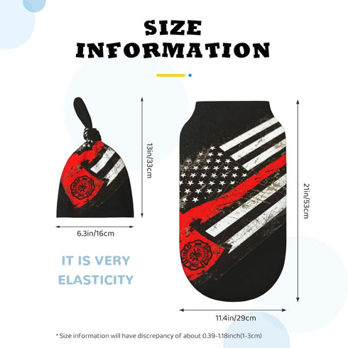 USA Thin Red Line Firefighter Axe Pattern Baby Swaddle Blanket, 100% Cotton with Beanie Hat Set for Infant Gifts