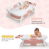 0-3-6-12 DEANIC Collapsible Baby Bathtub with Baby Washcloth, Portable Infant Bathtub with Soft Baby Bath Support