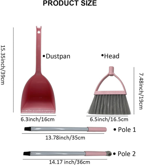 Kids Broom and Dustpan Set, Mini Dustpan and Broom for Children Housekeeping Pretend Play Cleaning Tools Set (Blue)