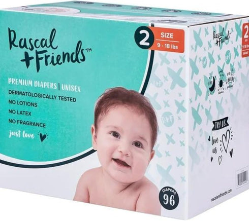Generic (2, 96, Count) Rascal + Friends Premium Diapers, Size