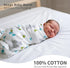 NOOVIA 2-Pack 43x47 inch, Baby Muslin Swaddle Blankets, Cotton, Extra Large Bear Forest & Solid Blue, Soft Newborn
