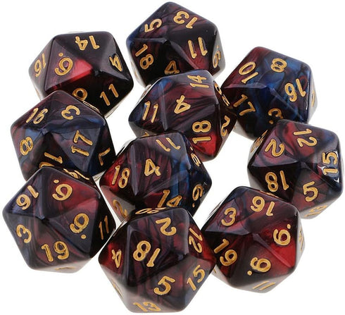 Yiotfandoll 10PCS Polyhedral D20 Dice 20mm Acrylic 20 Sided Dice for RPG MTG