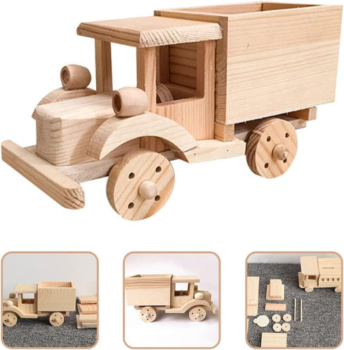 Kisangel Christmas Decorations - 2 Sets Wooden Car Model 3D Unfinished Puzzles Build Car Kit for Home Ornaments