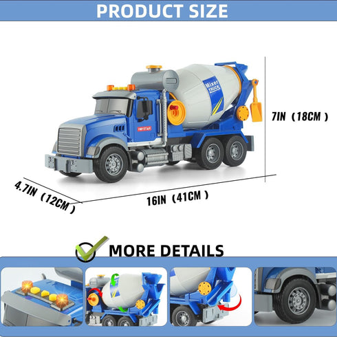 CSDCSD 3-7 Large Construction Mixer Truck Toy with Lights & Sounds - Perfect for Ages - Ideal for Imaginative Play