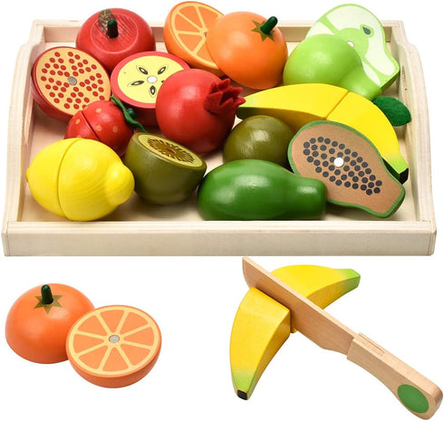 CARLORBO Wooden Toys for 2 Year Old - Pretend Play Food Set for