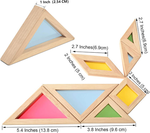 BOHS Translucent Tangram with Multilingual Activity Cards - 1 Inch Thickness, Preschool Gift, Window Puzzle Toys