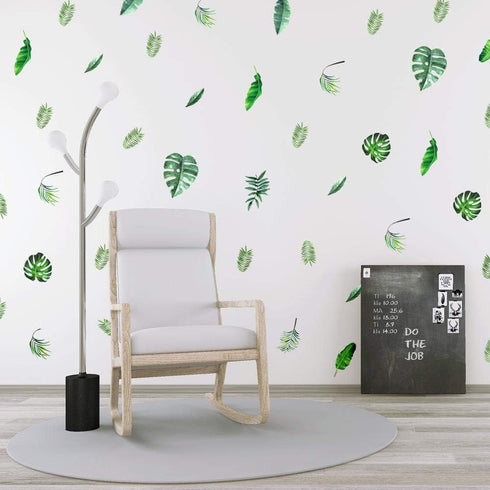 Leaf Wall Decals, H2MTOOL 64 PCS Removable Tropical Plants Stickers for Kids Nursery Room Decor