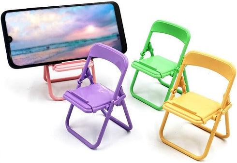 5Pcs Multicolour Mobile phone holder Simulation Mini Folding Back Small Chair Model Dollhouse Doll House Miniature Plastic Furniture Accessories Scene Props for Mini Chair Micro Landscape(1/12)