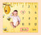 Baby Age Milestone Blanket, Bee Honeycomb Growth Chart for Nursery, 1-12 Months, Includes 4 Frame and 1 Headband 47"x40"