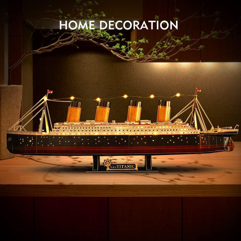 CubicFun Titanic 3D LED Puzzles for Adults, 88 CM, 266 Pieces, Titanic Toys for Home Decor and Gifts