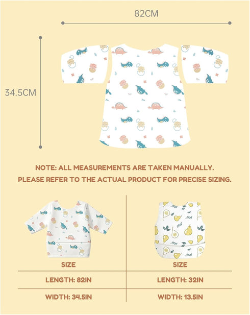 SauGonb 16/36 Disposable Baby Bibs for Baby Boys and Girls - Long Sleeve Bib Individually Wrapped Waterproof Baby Bibs
