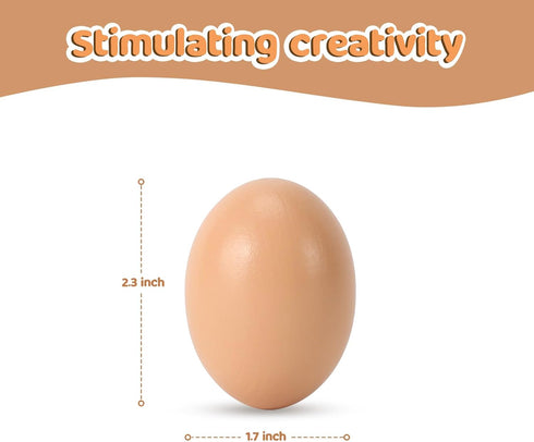 10-Count Fake Chicken Eggs, Brown Wooden Artificial Eggs in Carton for Painting, Crafts, Food Toys, Play, Room Decor