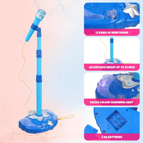 Toyvian Musical Toys Karaoke Machine for Kids with Adjustable Stand and Microphones,Music Sing Microphone Toy
