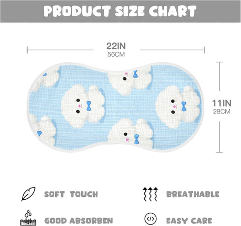 tplaotee 22x11in Cute White Bichon Frise Cotton burping Cloth Soft and Absorbent? Baby wash Cloth for Newborns boy