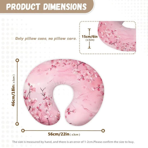 Pink Cherry Blossoms Nursing Pillow Covers for Baby Infant Nursing Pillow Slipcover for Girls Breathable Breastfeeding