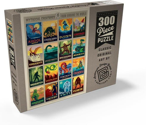 300 MyPuzzle Mythical Creatures from Around The World, Vintage Poster - Premium Piece Jigsaw Puzzle for Adults