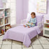 4 Set EVERYDAY KIDS Piece Toddler Bedding - Includes Comforter, Flat Sheet, Fitted Sheet and Pillowcase - Solid Purple