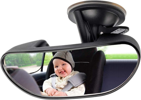 GES Rear View Mirror - 360 Degree Adjustable with Strengthen Suction Cup for Car (5.9 x 2.2 Inch, Black)