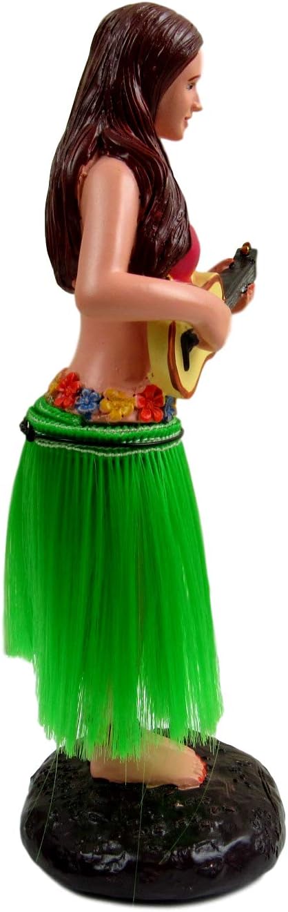 Hawaiian Hula Girl Dashboard Doll with Ukulele, 6" Bobbleheads Car Collection Figurines for Home Decor, Valentines Gift