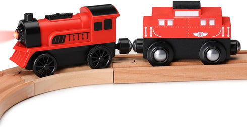 SainSmart Jr. Wooden Train Set Accessories, 2 PCS Motorized Train for Toddlers