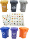 Kids Garbage Classification Toy Vehicles, 6 Trash Cans + 100 Cards Garbage Truck