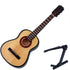 Wooden Miniature Guitar with Stand and Case, Collectible Figurines Dollhouse Accessories Model Home Decoration