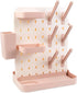 AKS B2C Countertop Baby Bottle Drying Rack Space Saving Vertical Rack with Brushes Holder (Pink)