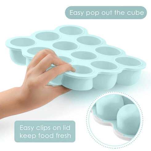 12 2.5oz, Samuelworld Baby Breast Milk and Food Storage Container, Portions x Stackable Food Grade Silicone Tray