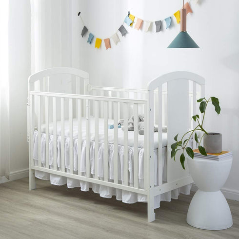 14" JSD White Ruffled Crib Bed Skirt Double Layer Nursery Toddler Dust Ruffle Bedding Skirt Deep Drop
