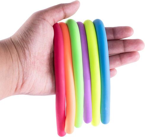Super Z Outlet 12 Count Stretchy Jelly String Noodles Thick Rubber Fidget Sensory Toys Set for Children Birthday Party