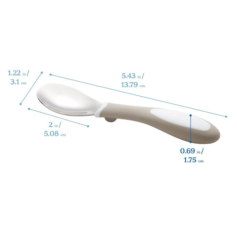 ECR4Kids My First Meal Pal Stainless Steel Spoons, Toddler Silverware, 3-Pack, White, Light Grey