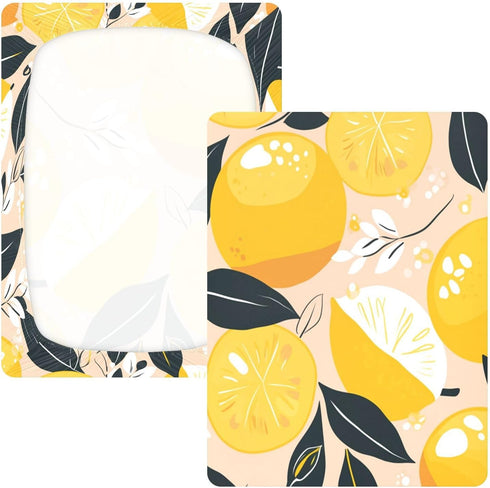 Bseiialft 52 28 Lemons Black Leaves Crib Sheets for Boys Girls Soft and Breathable Cotton Baby Sheets for Standard Crib