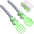 Construction Toddler Utensils, Portable Forks and Spoons Set for Ages 1-5, Green