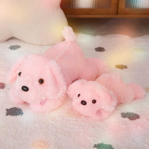 WEWILL 10'' Light Up Pink Puppy Dog - LED Stuffed Animal with Colorful Night Light for Kids Gifts